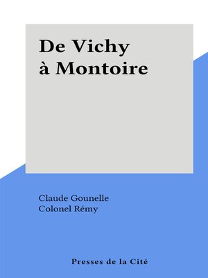 cover image of De Vichy à Montoire